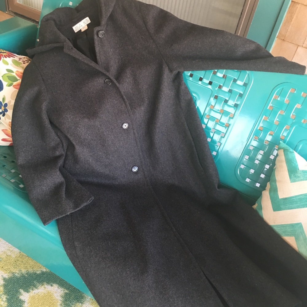 Charcoal Wool Hooded Midi Coat